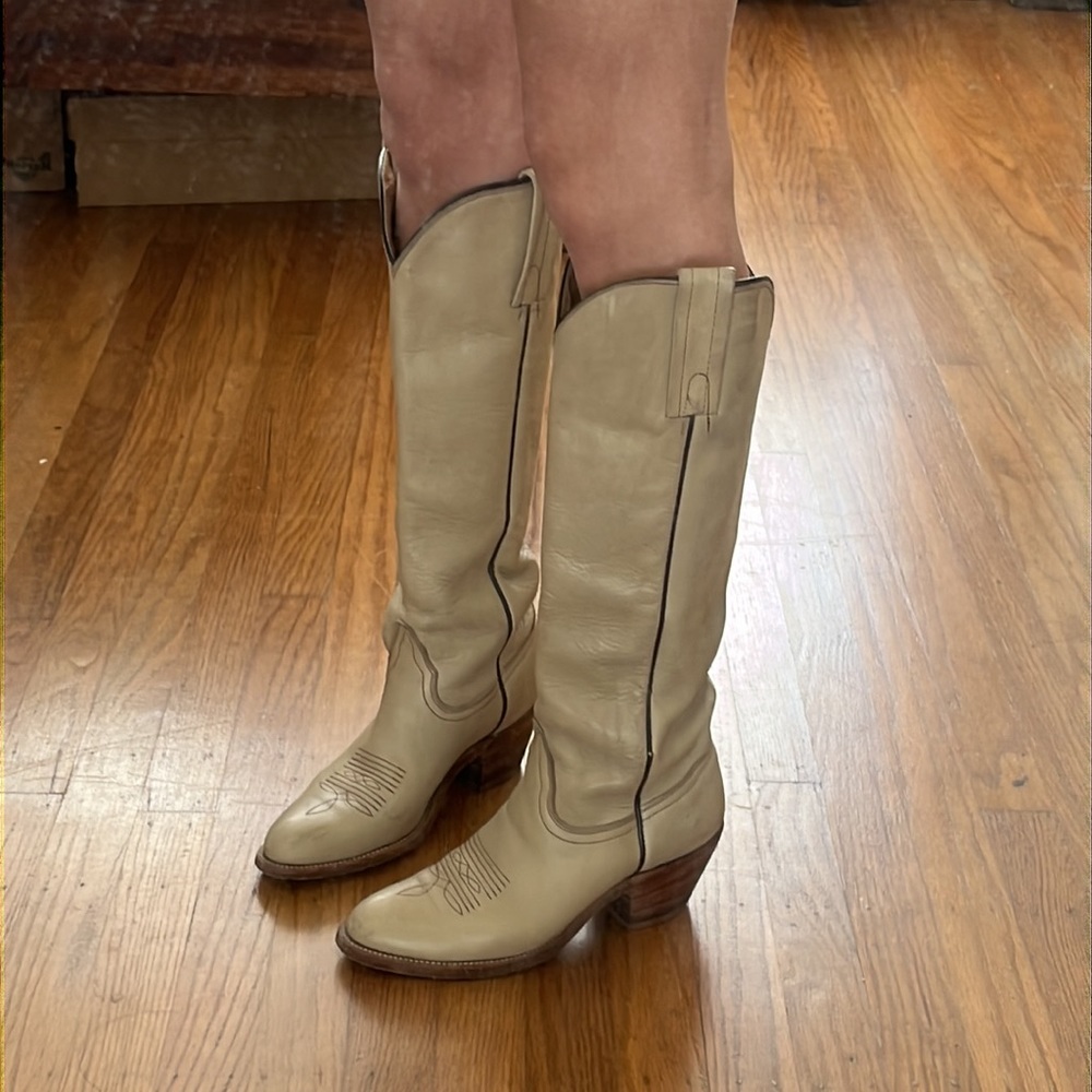 Frye cream cowboy boots